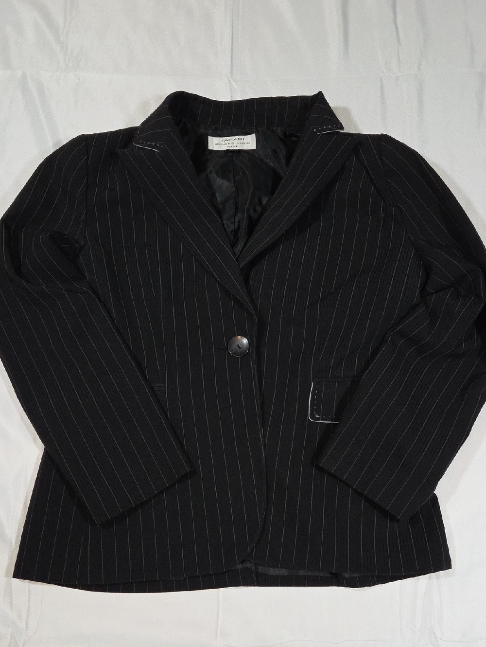 TAHARI Arthur S. Levine Women's Black white Striped Blazer Jacket Sz 10P Petite